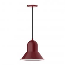 Montclair Light Works PEB123-55-C21-L12 - 12&#34; Prima shade, LED Pendant with white cord and canopy, Barn Red