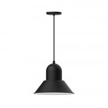 Montclair Light Works PEB124-41-C27-L13 - 14&#34; Prima shade, LED Pendant with neutral argyle fabric cord and canopy, Black