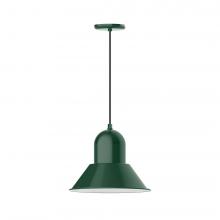 Montclair Light Works PEB124-42-L13 - 14&#34; Prima shade, LED Pendant with black cord and canopy, Forest Green