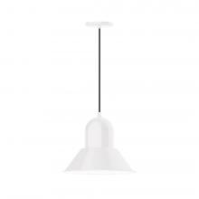 Montclair Light Works PEB124-44-L13 - 14&#34; Prima shade, LED Pendant with black cord and canopy, White