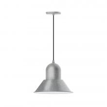 Montclair Light Works PEB124-49-L13 - 14&#34; Prima shade, LED Pendant with black cord and canopy, Painted Galvanized