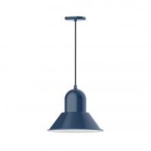 Montclair Light Works PEB124-50-L13 - 14&#34; Prima shade, LED Pendant with black cord and canopy, Navy