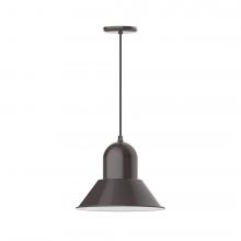 Montclair Light Works PEB124-51-L13 - 14&#34; Prima shade, LED Pendant with black cord and canopy, Architectural Bronze