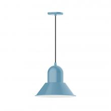 Montclair Light Works PEB124-54-L13 - 14&#34; Prima shade, LED Pendant with black cord and canopy, Light Blue