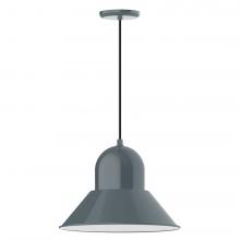 Montclair Light Works PEB125-40-C01-L13 - 16&#34; Prima shade, LED Pendant with brown and ivory houndstooth fabric cord and canopy, Slate Gray