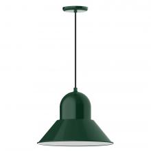 Montclair Light Works PEB125-42-L13 - 16&#34; Prima shade, LED Pendant with black cord and canopy, Forest Green