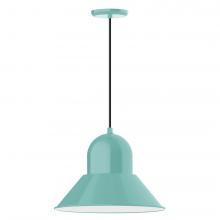 Montclair Light Works PEB125-48-C02-L13 - 16&#34; Prima shade, LED Pendant with black solid fabric cord and canopy, Sea Green