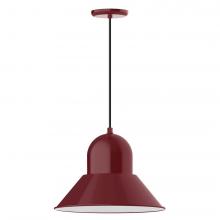 Montclair Light Works PEB125-55-C16-L13 - 16&#34; Prima shade, LED Pendant with navy mini tweed fabric cord and canopy, Barn Red