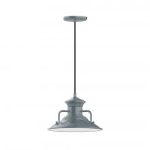 Montclair Light Works PEB142-40-C21-L12 - 12&#34; Homestead shade, LED Pendant with white cord and canopy, Slate Gray