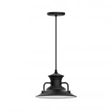 Montclair Light Works PEB142-41-C21-L12 - 12&#34; Homestead shade, LED Pendant with white cord and canopy, Black