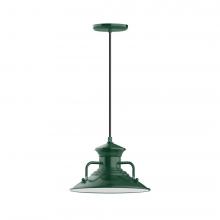 Montclair Light Works PEB142-42-C21-L12 - 12&#34; Homestead shade, LED Pendant with white cord and canopy, Forest Green