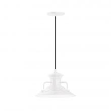 Montclair Light Works PEB142-44-C12-L12 - 12&#34; Homestead shade, LED Pendant with gray solid fabric cord and canopy, White