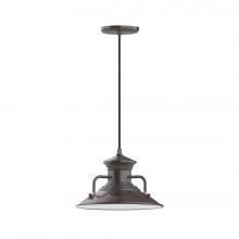 Montclair Light Works PEB142-51-C21-L12 - 12&#34; Homestead shade, LED Pendant with white cord and canopy, Architectural Bronze