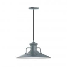 Montclair Light Works PEB143-40-L13 - 18&#34; Homestead shade, LED Pendant with black cord and canopy, Slate Gray