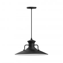 Montclair Light Works PEB143-41-C21-L13 - 18&#34; Homestead shade, LED Pendant with white cord and canopy, Black