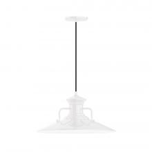 Montclair Light Works PEB143-44-C24-L13 - 18&#34; Homestead shade, LED Pendant with cool tweed fabric cord and canopy, White