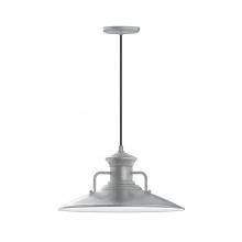 Montclair Light Works PEB143-49-L13 - 18&#34; Homestead shade, LED Pendant with black cord and canopy, Painted Galvanized