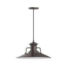 Montclair Light Works PEB143-51-C02-L13 - 18&#34; Homestead shade, LED Pendant with black solid fabric cord and canopy, Architectural Bronze