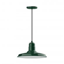 Montclair Light Works PEB183-42-L13 - 14&#34; Warehouse shade, LED Pendant with black cord and canopy, Forest Green