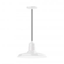 Montclair Light Works PEB183-44-L13 - 14&#34; Warehouse shade, LED Pendant with black cord and canopy, White