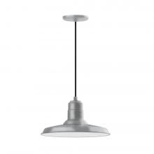 Montclair Light Works PEB183-49-L13 - 14&#34; Warehouse shade, LED Pendant with black cord and canopy, Painted Galvanized