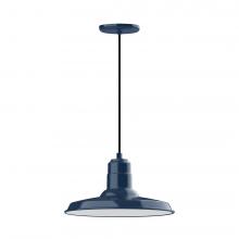 Montclair Light Works PEB183-50-L13 - 14&#34; Warehouse shade, LED Pendant with black cord and canopy, Navy