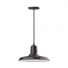 Montclair Light Works PEB183-51-L13 - 14&#34; Warehouse shade, LED Pendant with black cord and canopy, Architectural Bronze