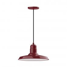 Montclair Light Works PEB183-55-L13 - 14&#34; Warehouse shade, LED Pendant with black cord and canopy, Barn Red