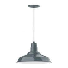 Montclair Light Works PEB184-40-L13 - 16&#34; Warehouse shade, LED Pendant with black cord and canopy, Slate Gray