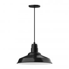 Montclair Light Works PEB184-41-L13 - 16&#34; Warehouse shade, LED Pendant with black cord and canopy, Black