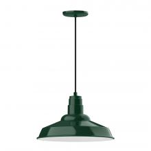 Montclair Light Works PEB184-42-L13 - 16&#34; Warehouse shade, LED Pendant with black cord and canopy, Forest Green