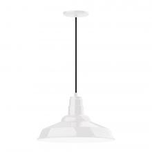 Montclair Light Works PEB184-44-L13 - 16&#34; Warehouse shade, LED Pendant with black cord and canopy, White