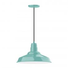 Montclair Light Works PEB184-48-L13 - 16&#34; Warehouse shade, LED Pendant with black cord and canopy, Sea Green