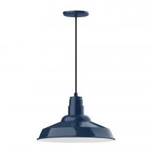 Montclair Light Works PEB184-50-L13 - 16&#34; Warehouse shade, LED Pendant with black cord and canopy, Navy