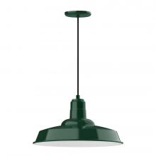 Montclair Light Works PEB185-42-L13 - 18&#34; Warehouse shade, LED Pendant with black cord and canopy, Forest Green