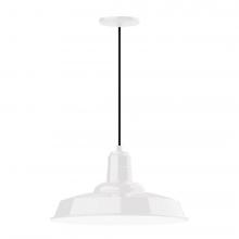 Montclair Light Works PEB185-44-L13 - 18&#34; Warehouse shade, LED Pendant with black cord and canopy, White