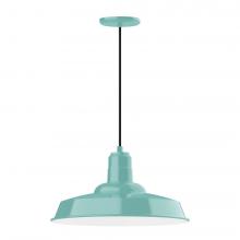 Montclair Light Works PEB185-48-L13 - 18&#34; Warehouse shade, LED Pendant with black cord and canopy, Sea Green