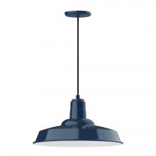 Montclair Light Works PEB185-50-L13 - 18&#34; Warehouse shade, LED Pendant with black cord and canopy, Navy