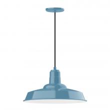 Montclair Light Works PEB185-54-C24-L13 - 18&#34; Warehouse shade, LED Pendant with cool tweed fabric cord and canopy, Light Blue