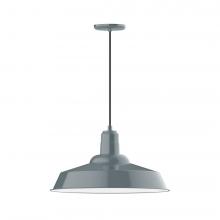 Montclair Light Works PEB186-40-C21-L14 - 20&#34; Warehouse shade, LED Pendant with white cord and canopy, Slate Gray