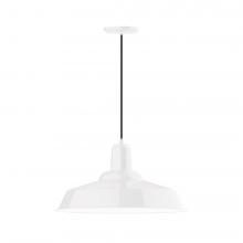 Montclair Light Works PEB186-44-W20-L14 - 20&#34; Warehouse shade, LED Pendant with black cord and canopy, wire grill, White