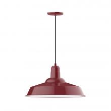 Montclair Light Works PEB186-55-W20-L14 - 20&#34; Warehouse shade, LED Pendant with black cord and canopy, wire grill, Barn Red