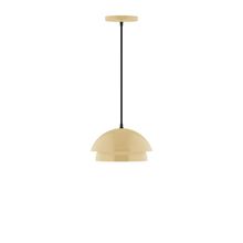 Montclair Light Works PEBX445-17-C25-L10 - 10&#34; Nest LED Pendant, polished copper fabric cord with canopy, Ivory