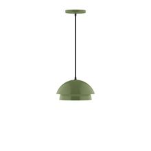 Montclair Light Works PEBX445-22-C21-L10 - 10&#34; Nest LED Pendant, white cord with canopy, Fern Green