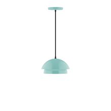 Montclair Light Works PEBX445-48-C24-L10 - 10&#34; Nest LED Pendant, cool tweed fabric cord with canopy, Sea Green