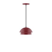 Montclair Light Works PEBX445-55-C02-L10 - 10&#34; Nest LED Pendant, black fabric cord with canopy, Barn Red