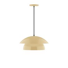 Montclair Light Works PEBX446-17-C25-L12 - 16&#34; Nest LED Pendant, polished copper fabric cord with canopy, Ivory