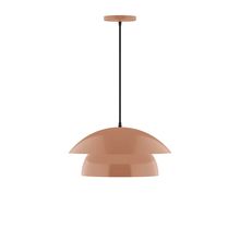 Montclair Light Works PEBX446-19-C27-L12 - 16&#34; Nest LED Pendant, neutral argyle fabric cord with canopy, Terracotta