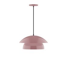 Montclair Light Works PEBX446-20-C02-L12 - 16&#34; Nest LED Pendant, black fabric cord with canopy, Mauve