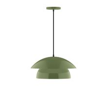 Montclair Light Works PEBX446-22-C22-L12 - 16&#34; Nest LED Pendant, white and gray dot fabric cord with canopy, Fern Green